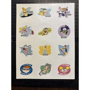 Vintage Cartoon Network Promo Sticker Sheet Super Rare Dexter Johnny Bravo Eddy